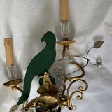 Pair of parrot crystal or parakeet wall sconces Maison Baguès 1950