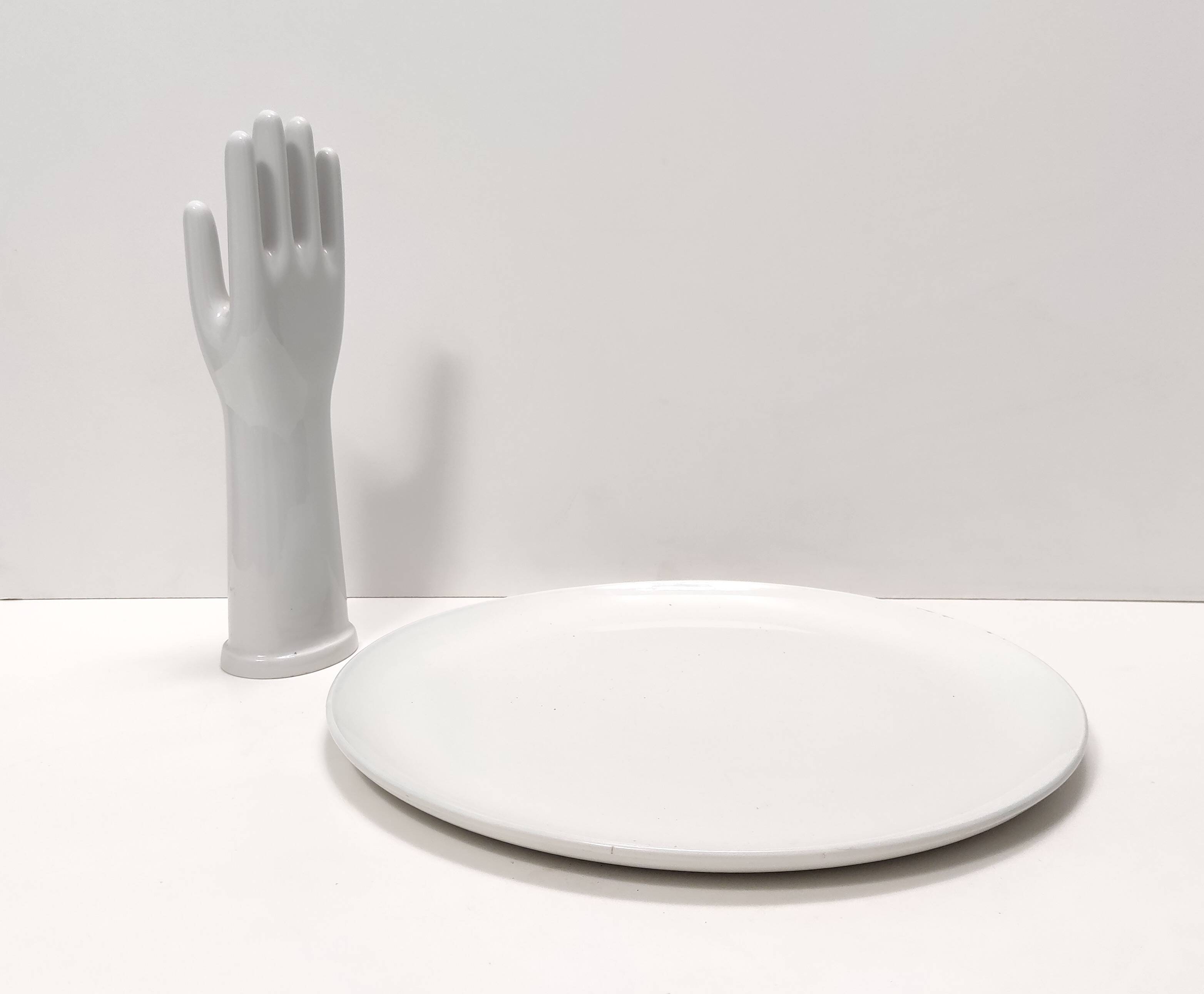 White Lacquered Ceramic Dessert Plate by Ginori Ascribable to Gio Ponti, Italy