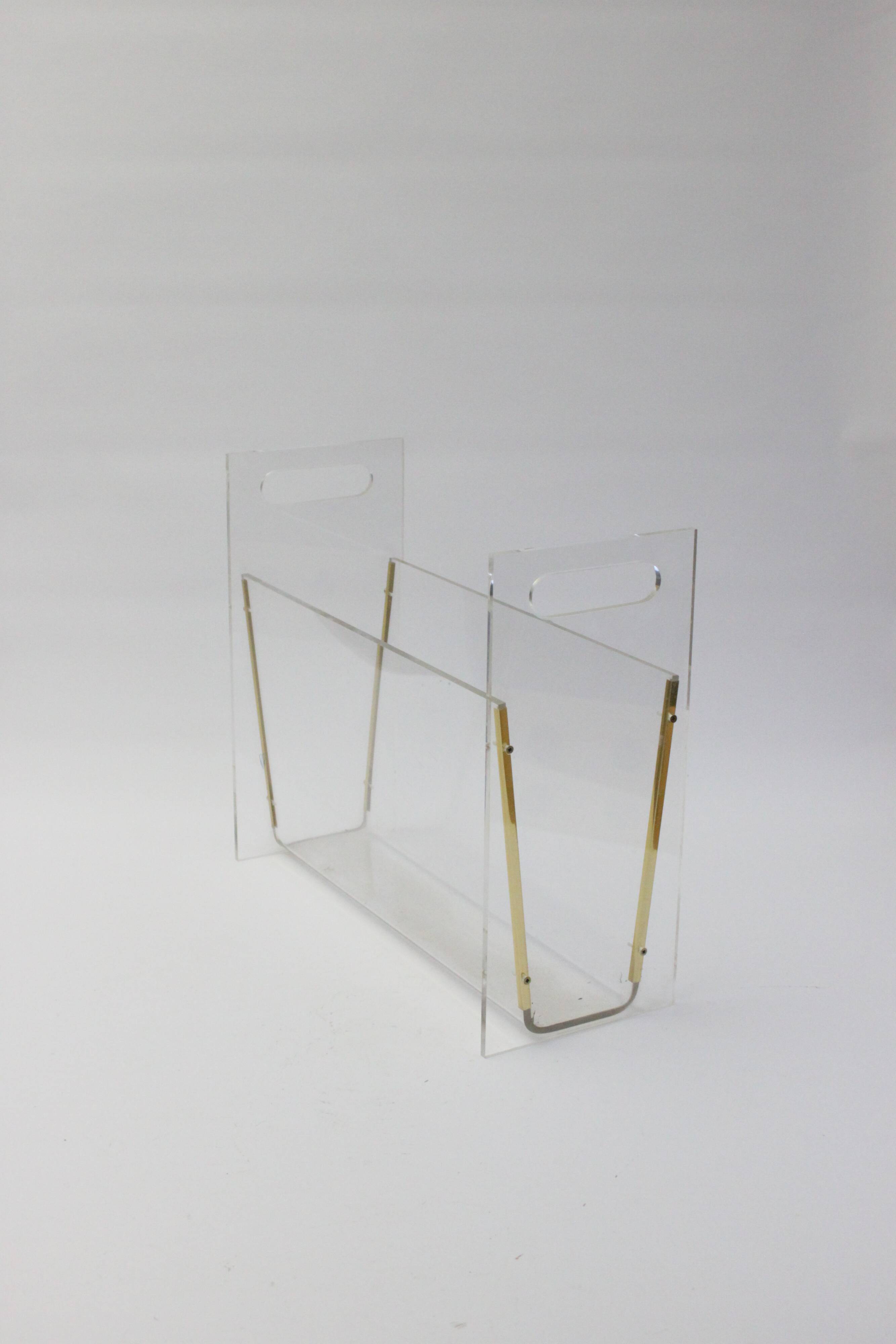 Vintage lucite magazine stand, Hollywood Regency 1970s