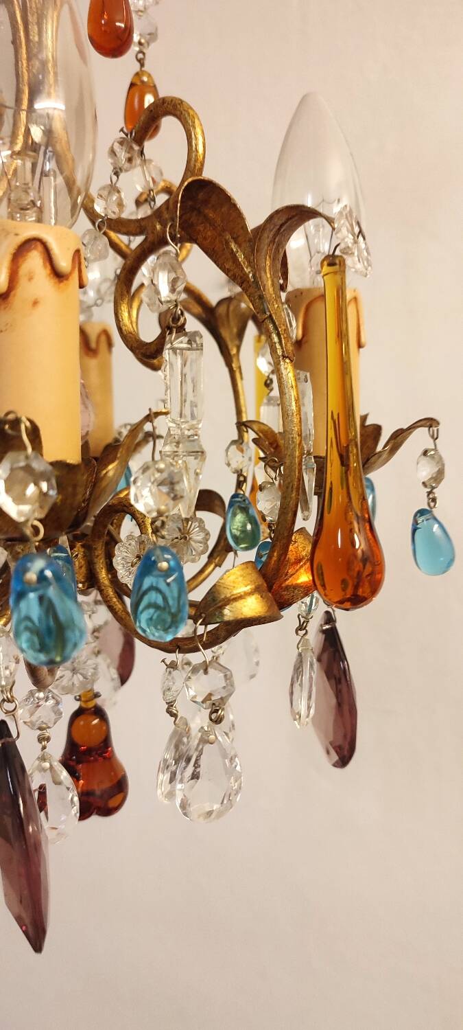 Crystal ceiling lamp. Spain, 1960s.