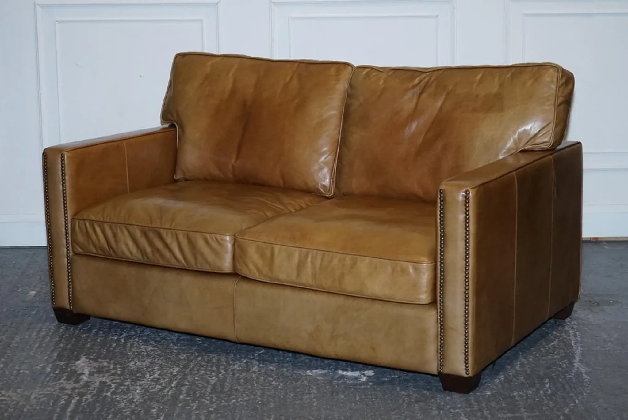 Halo Viscount Two-Seater Sofa in Tanned Leather by Timothy Oulton