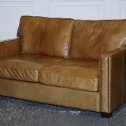 Halo Viscount Two-Seater Sofa in Tanned Leather by Timothy Oulton