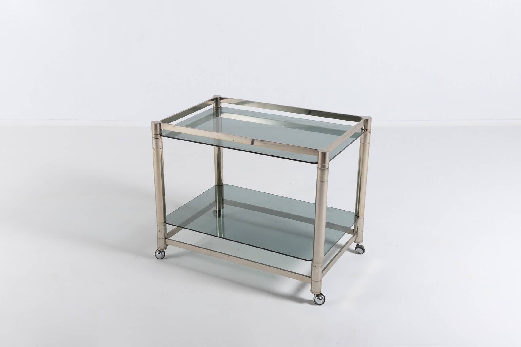 Italian modern chromed steel serving cart/side table, 1970’s