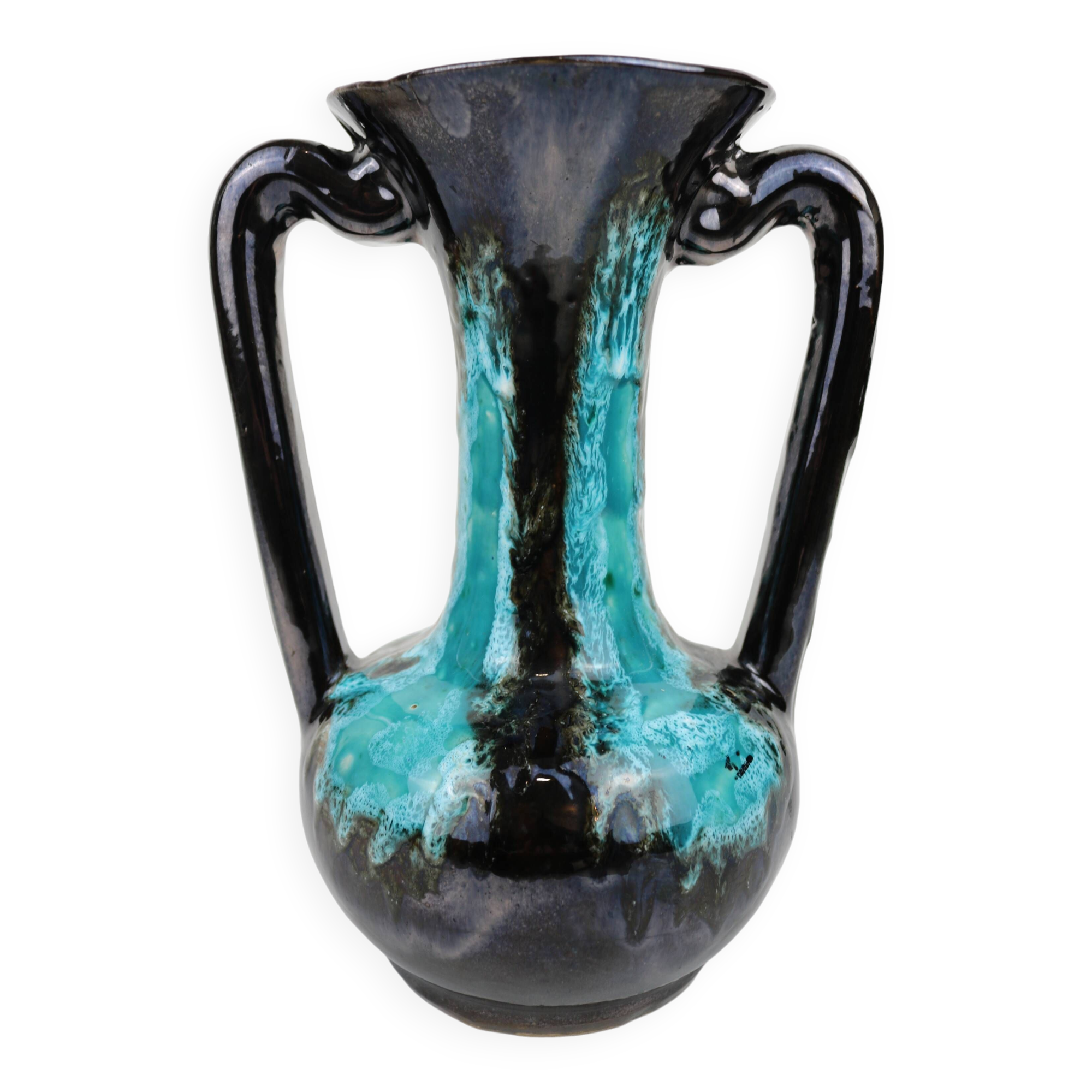 Vallauris Blue Fat Lava Vases