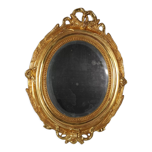 Ancien miroir cadre bois dorure à la feuille d'or, style Louis XVI 43x32 cm S1
