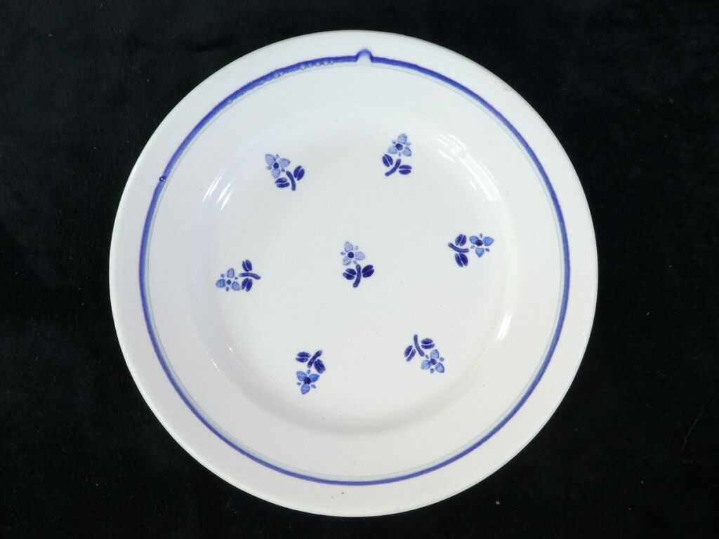 6 dessert plates in faience new model geneve small blue flower