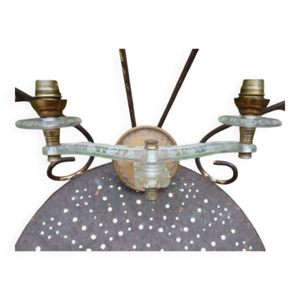 Applique orientable double bras en plexiglas et laiton 1950