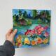 Old oil painting / landscape painting and flowers