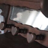 Solid wood coat rack with wall mirror, heart-shaped coat hooks