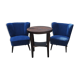 Paire de chaises cocktail bleues en tissu et bois, années 1950 Mid-Century
