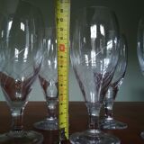 Eight champagne flutes in engraved glass