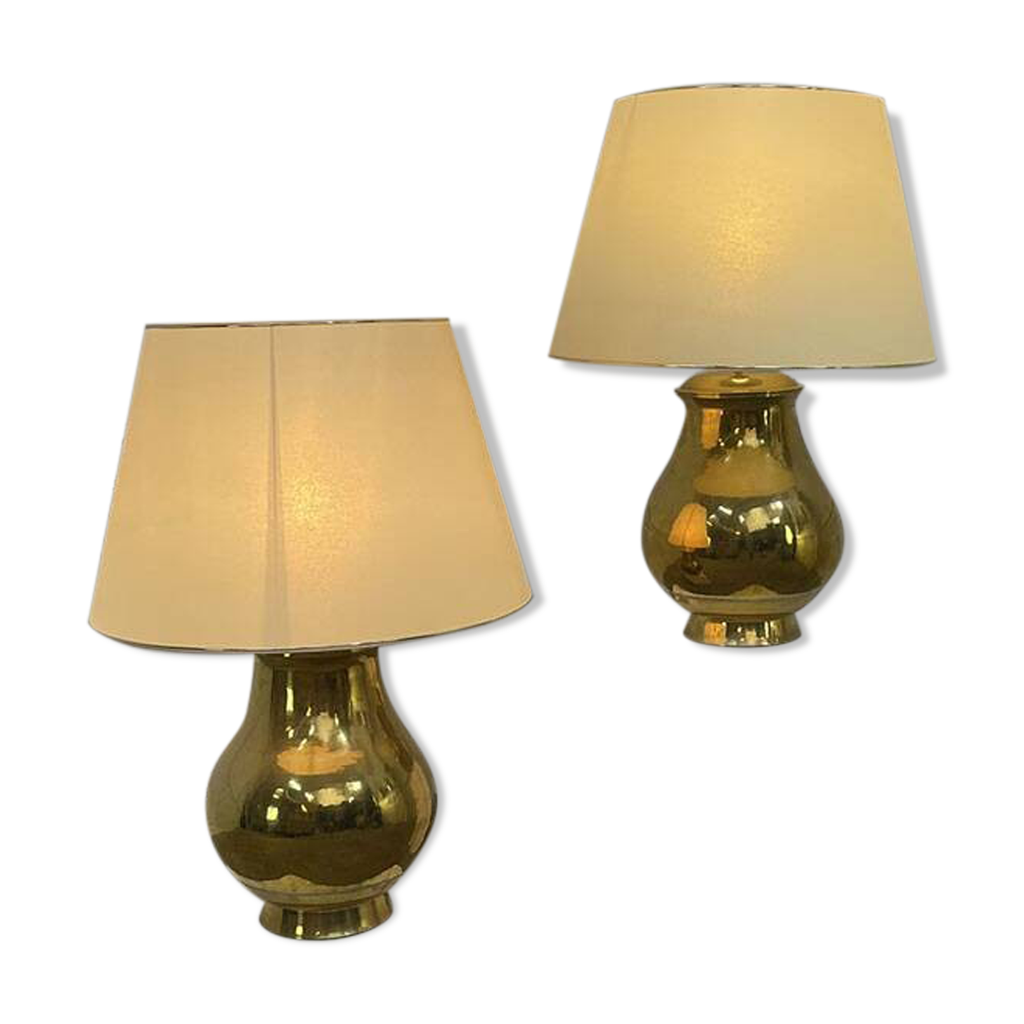 Pair of large vintage brass lamps