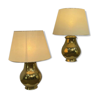Pair of large vintage brass lamps