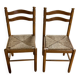 Paire de chaises bois et paille TBE