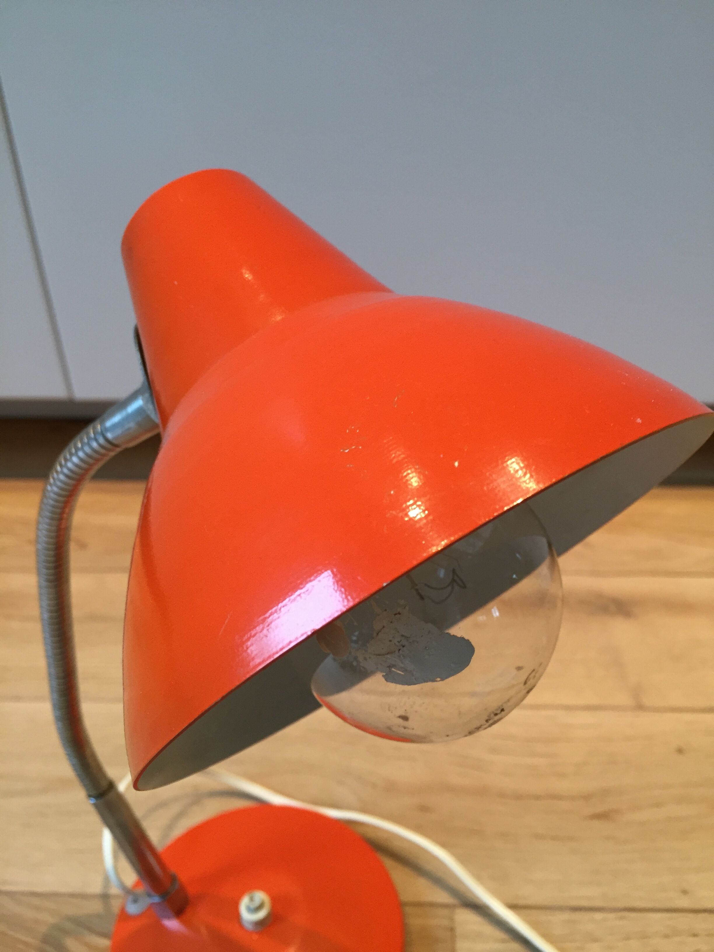 Lamp flexible orange vintage of the 1970s