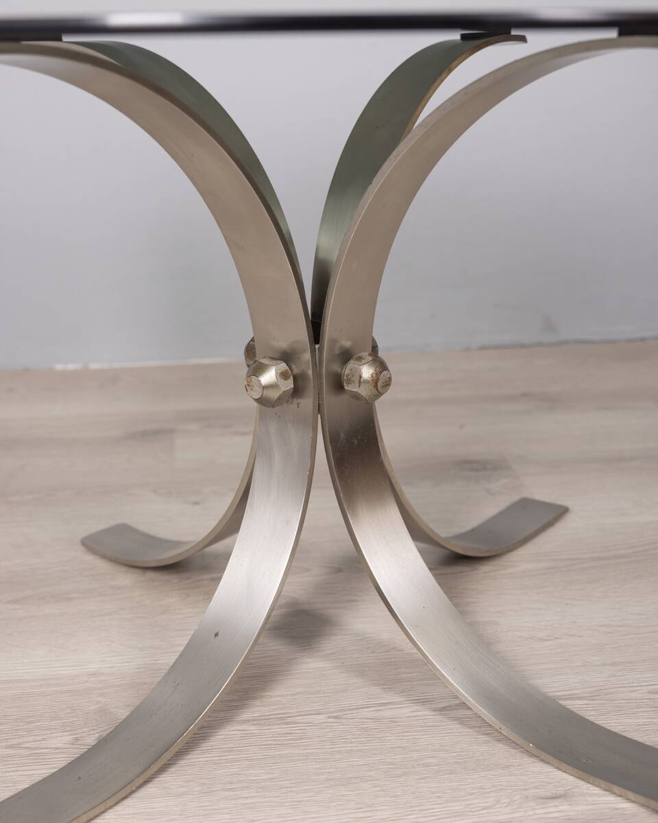 VINTAGE 1960S METAL AND GLASS COFFEE TABLE, ITALIAN DESIGN