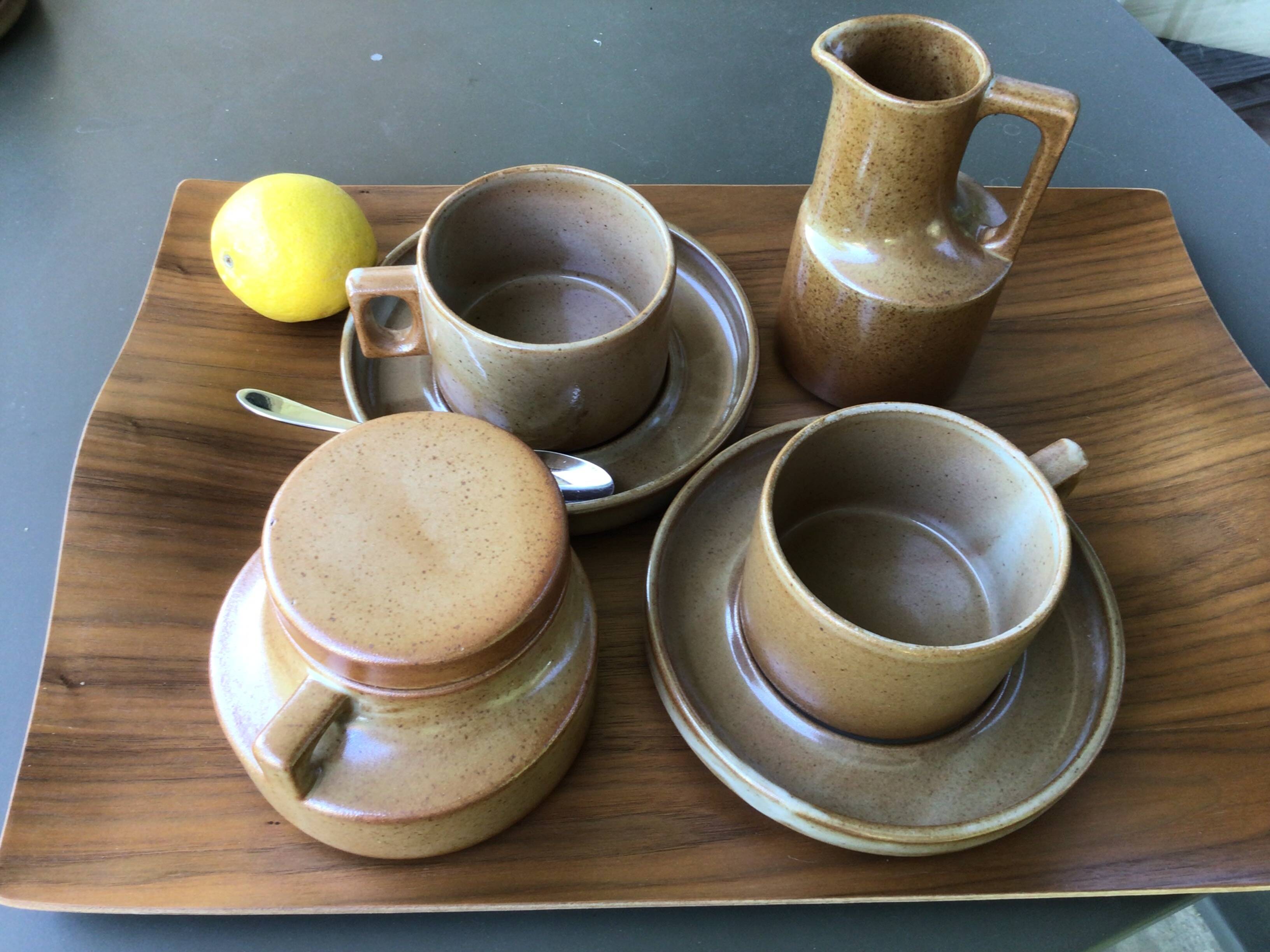 Benne stoneware sugar bowl and matching milk jug