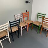 6 Italian chairs from the 60s solid beech and rope