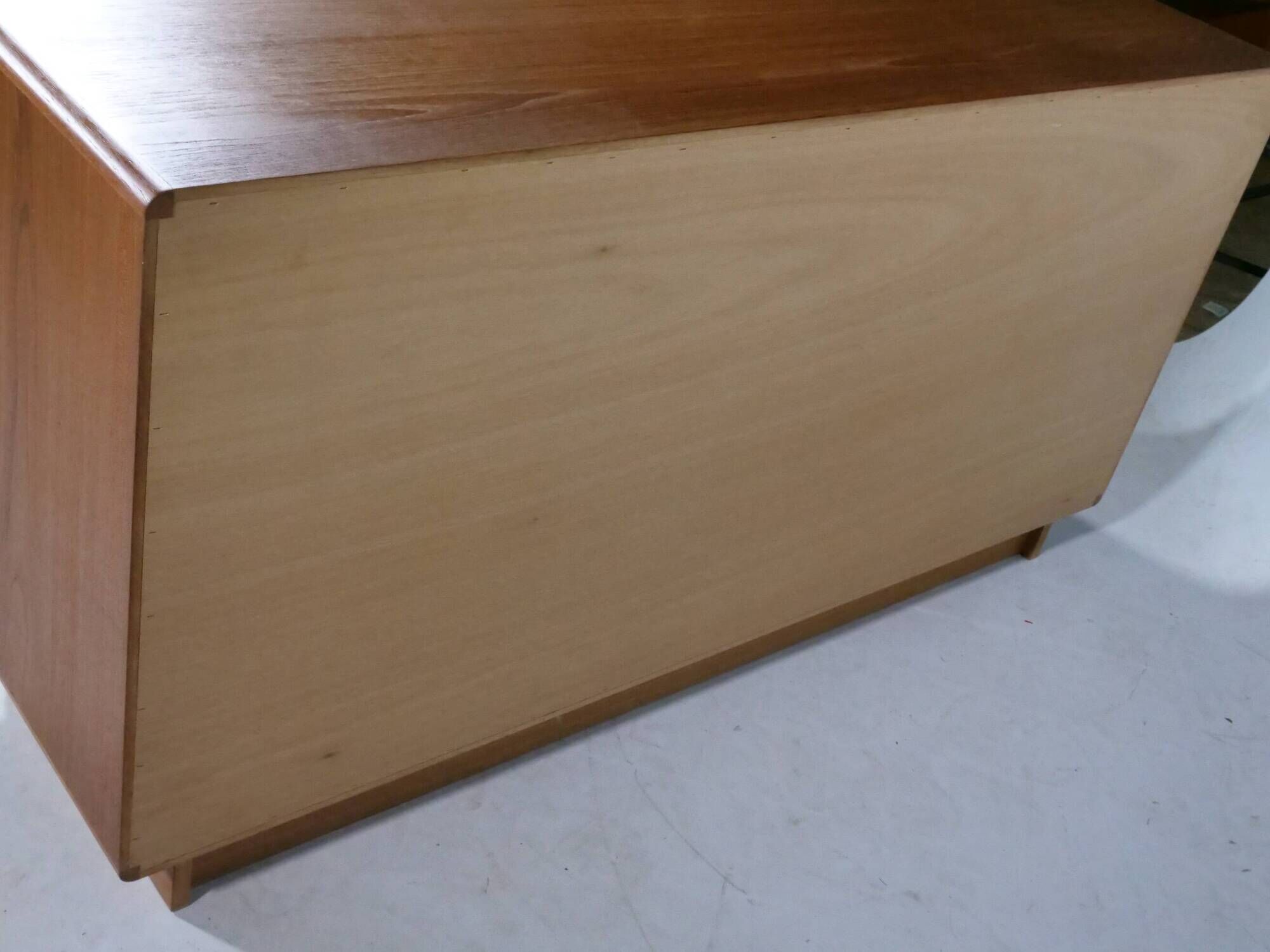 Teak sideboard by dyrlund, sliding door dresser, danish design, 1960s