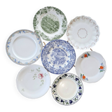 Mismatched antique dinner plates