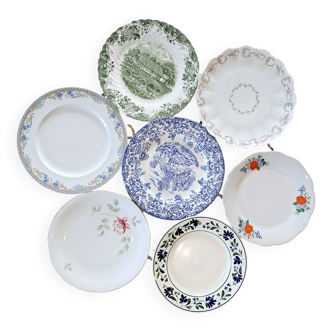 Mismatched antique dinner plates