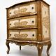 Commode Arbalète 3 tiroirs bois doré style Renaissance Italienne