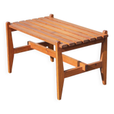 Small bench or table with vintage Scandinavian style wooden slats, wooden bench, wooden coffee table,