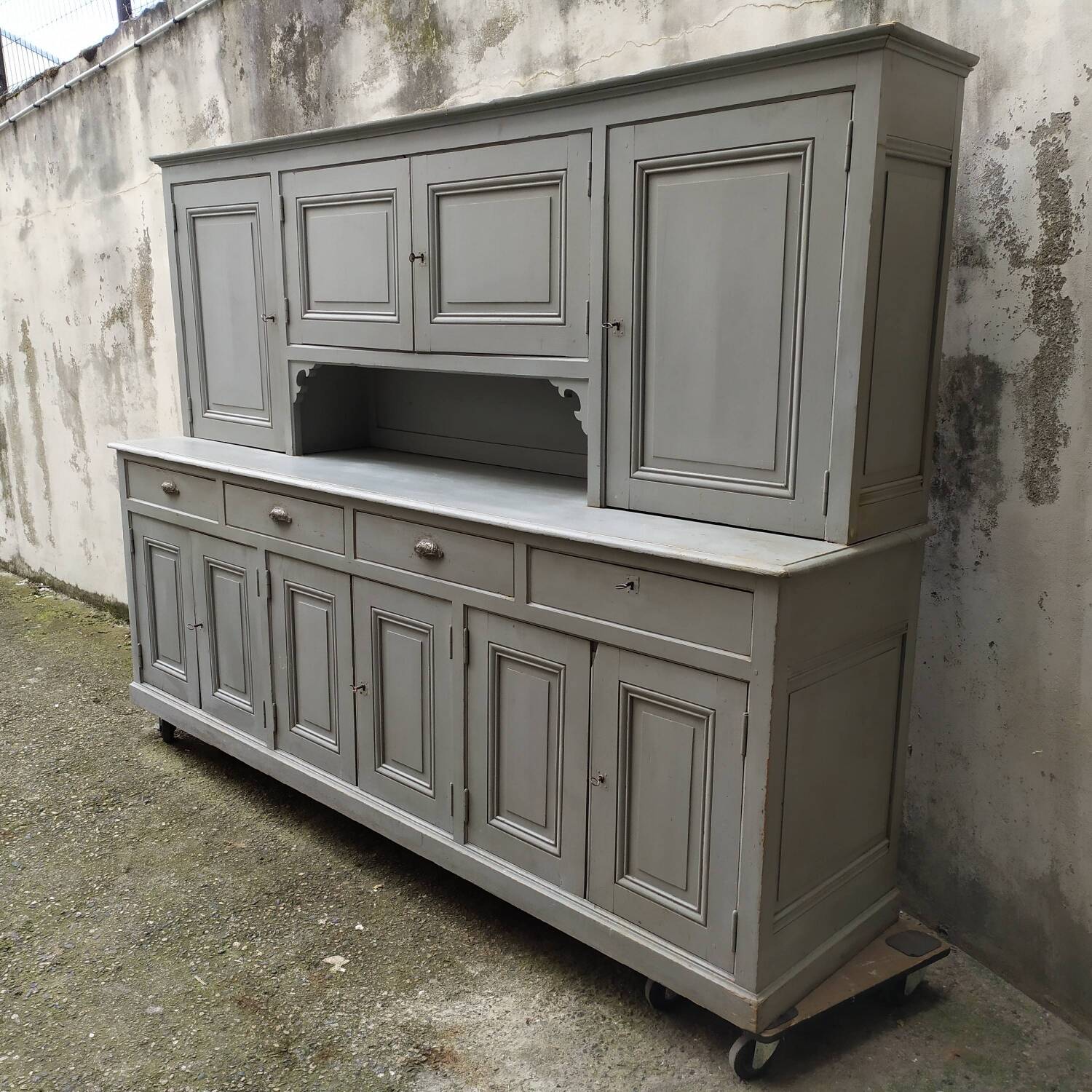 Gray patinated kitchen cabinet