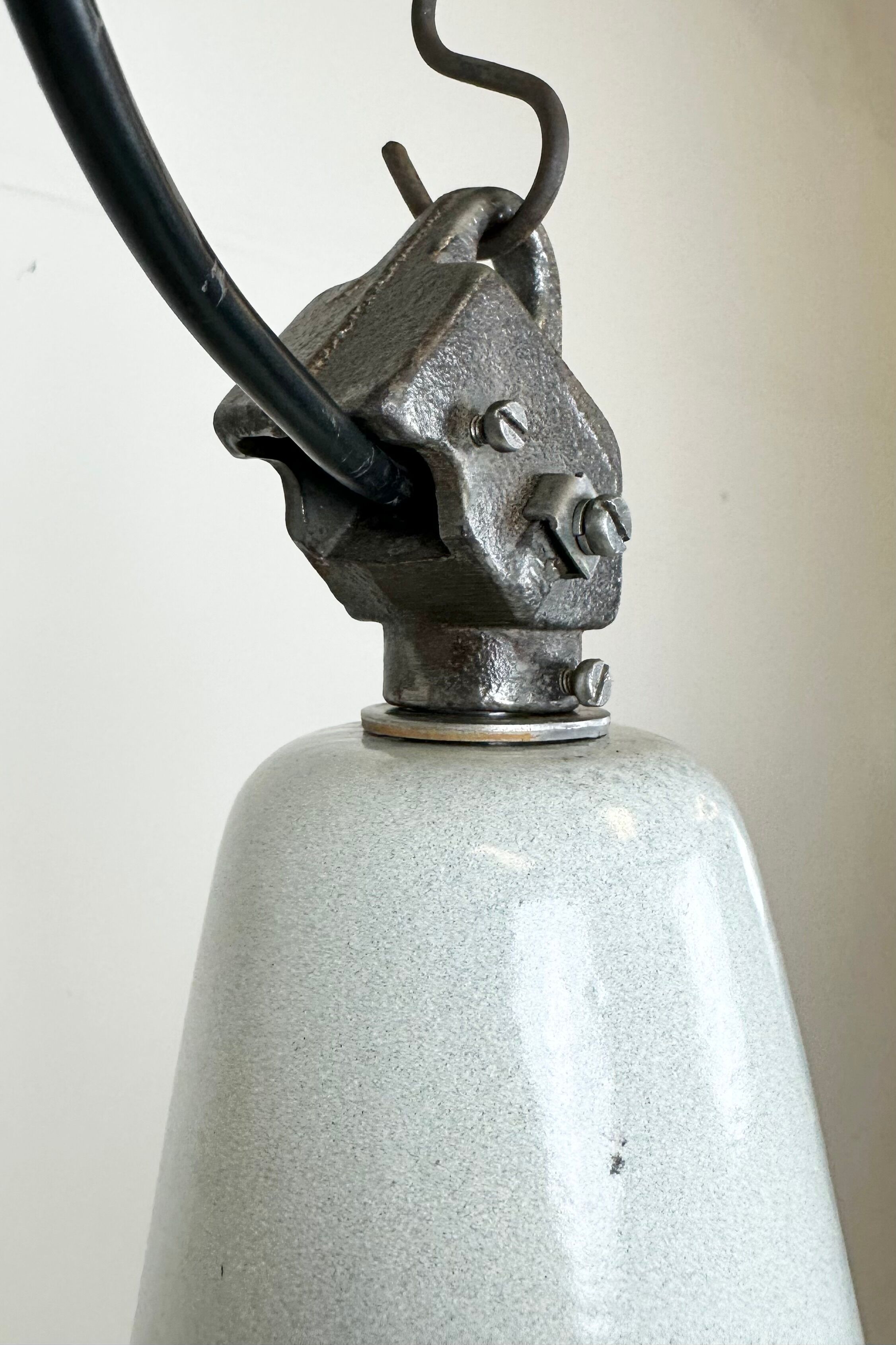 Industrial Grey Enamel Factory Pendant Lamp from Zaos, 1960s