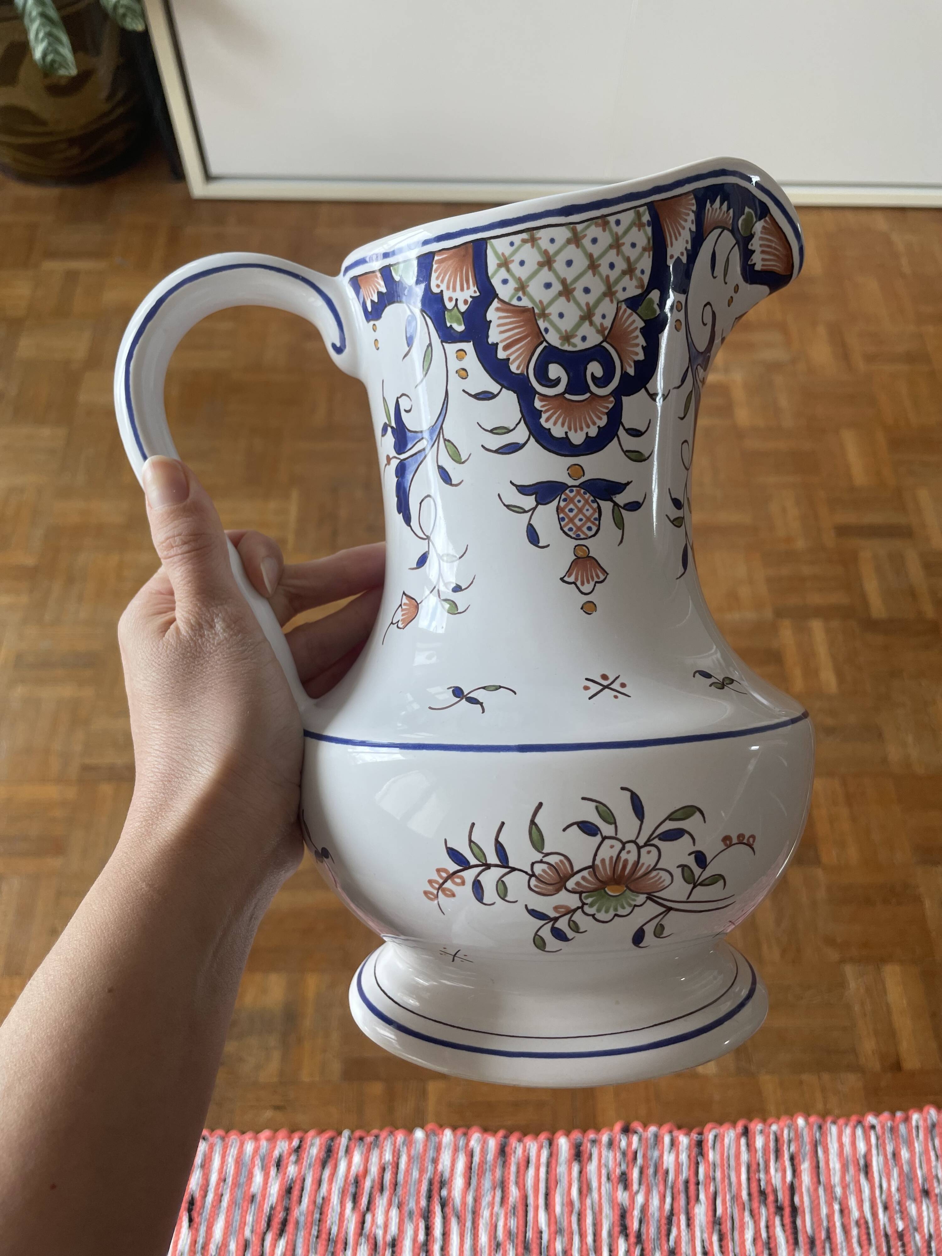 Large ceramic jug Old Rouen 1900