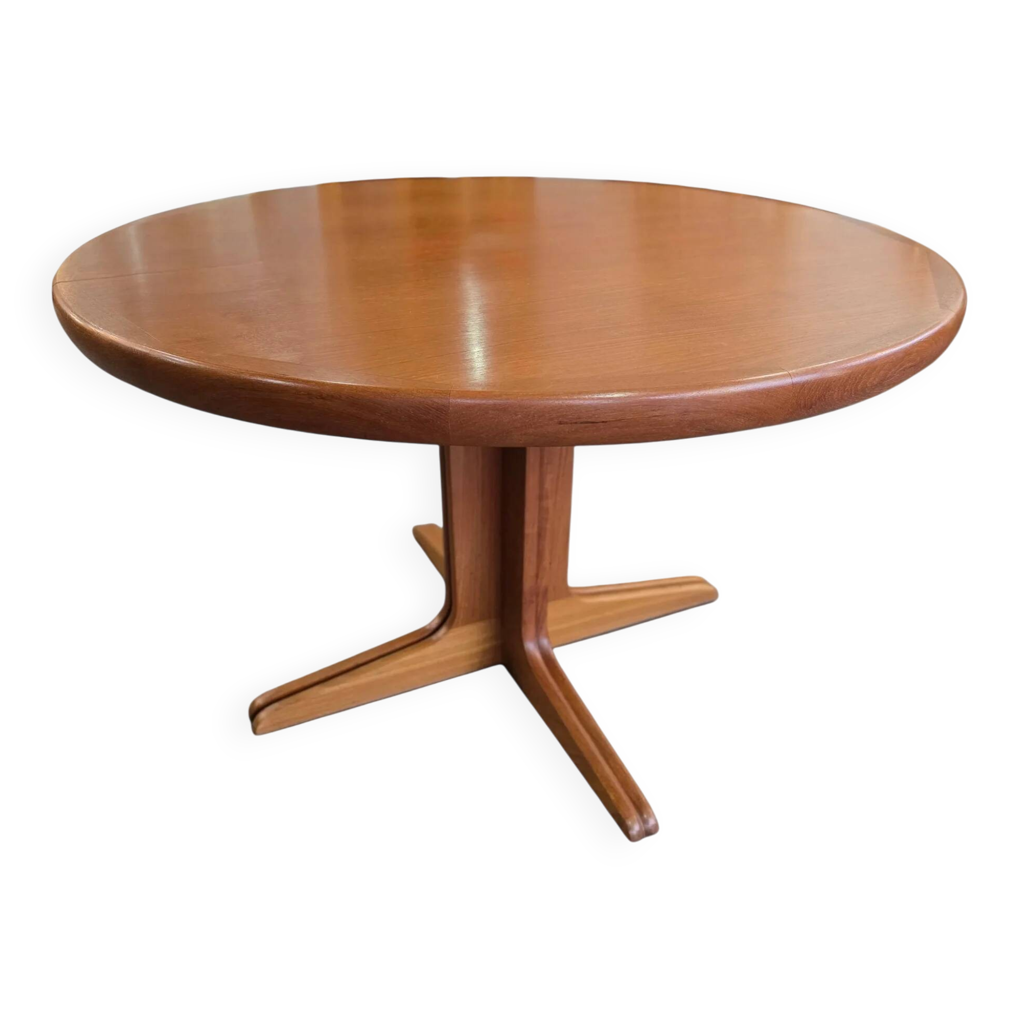 Extendable teak round table – vintage Scandinavian design – Ø120 cm + 2 extensions