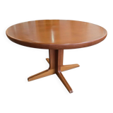Extendable teak round table – vintage Scandinavian design – Ø120 cm + 2 extensions