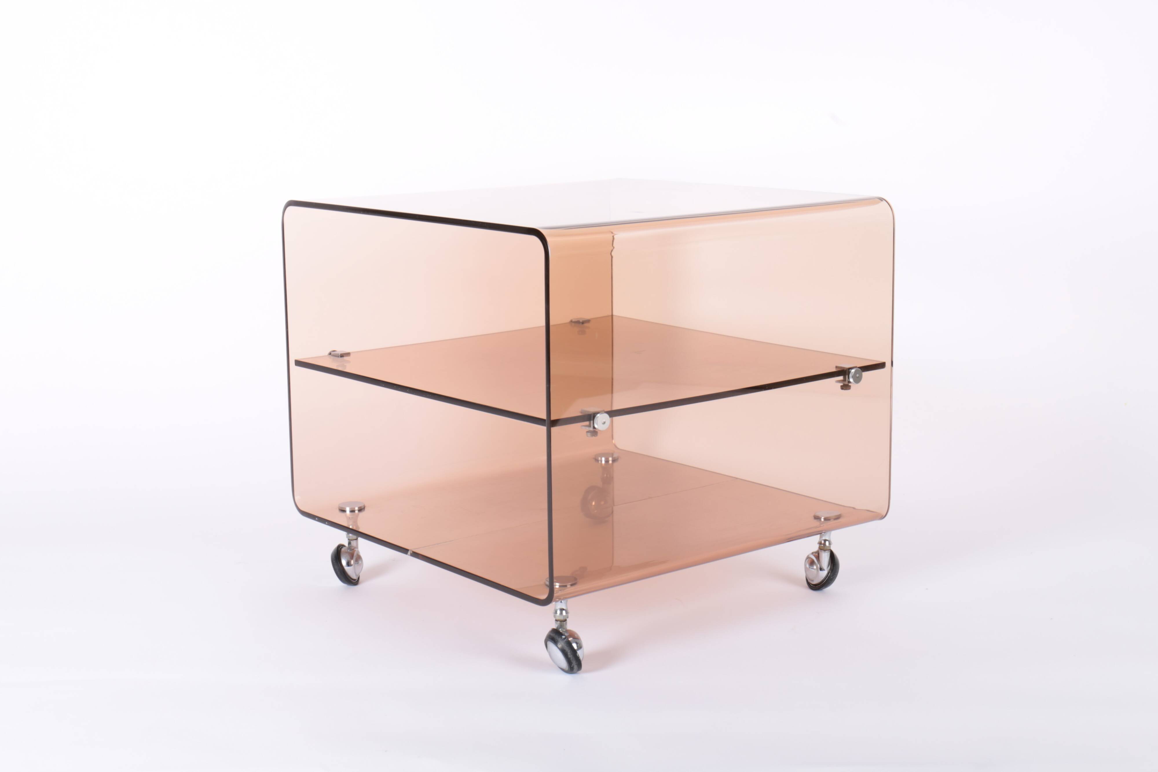Plexiglas side table or bedside table by Michel Dumas