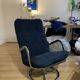 Smedsta model armchair in blue velvet, vintage Ikea
