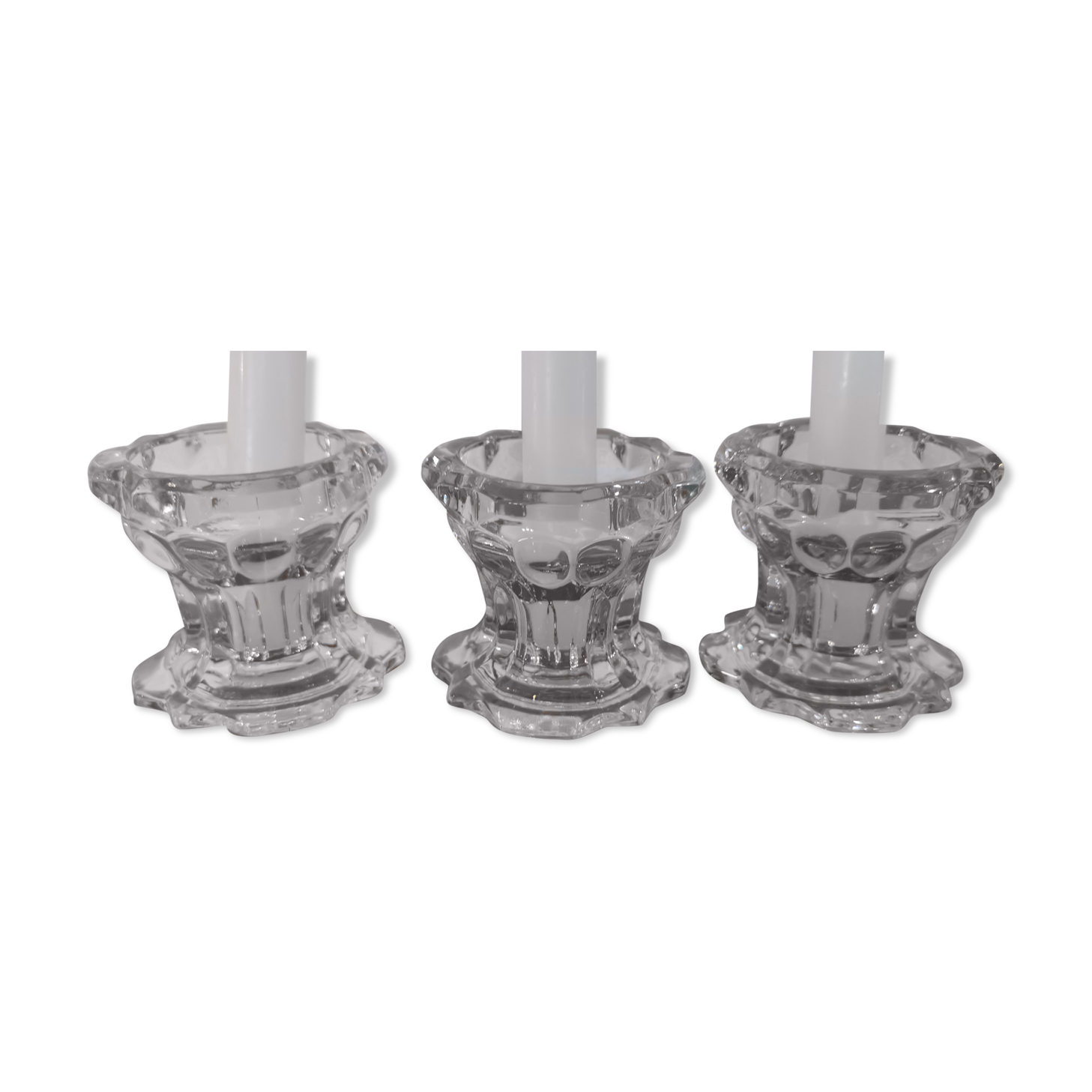 3 Reims glass candle holders France 1970s