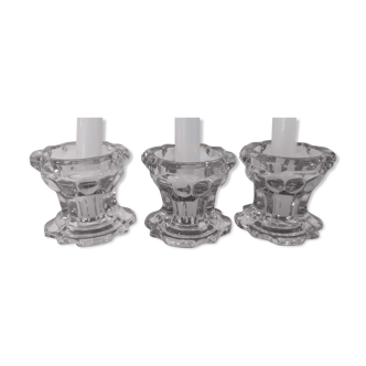 3 Reims glass candle holders France 1970s