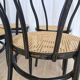 Set of 6 Vintage Thonet Style Dining Chairs: Black Bentwood Cane Seat