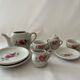 Miniature tea set with pink flowers for children