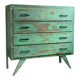 Vintage compass leg commode with a patina.