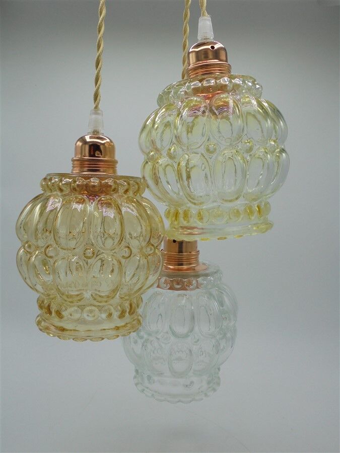 Set of 3 vintage hanging lamps