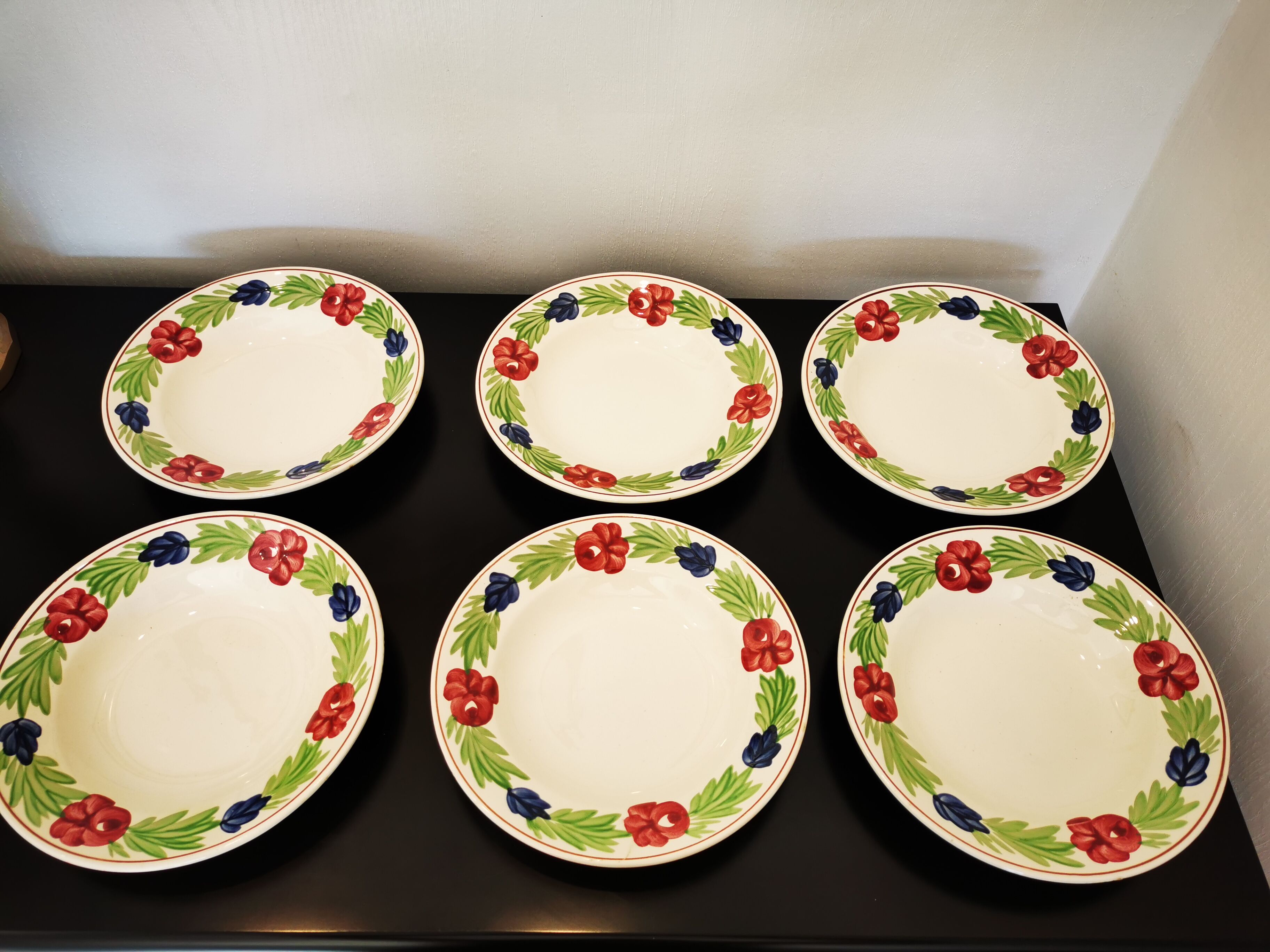 Lot of 6 old soup plates from Nidervillé