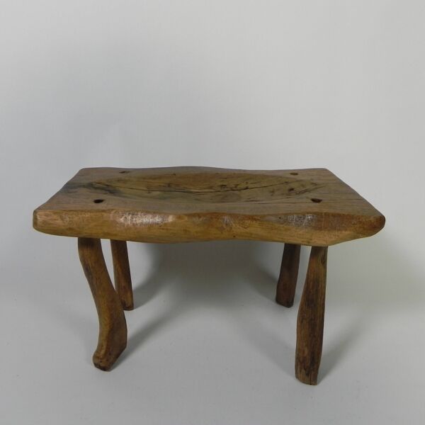 Tabouret vintage en tronc de chêne, années 1960