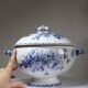 Fine earthenware soup tureen Sarreguemines model Carmen, blue decoration 19th-20th century.