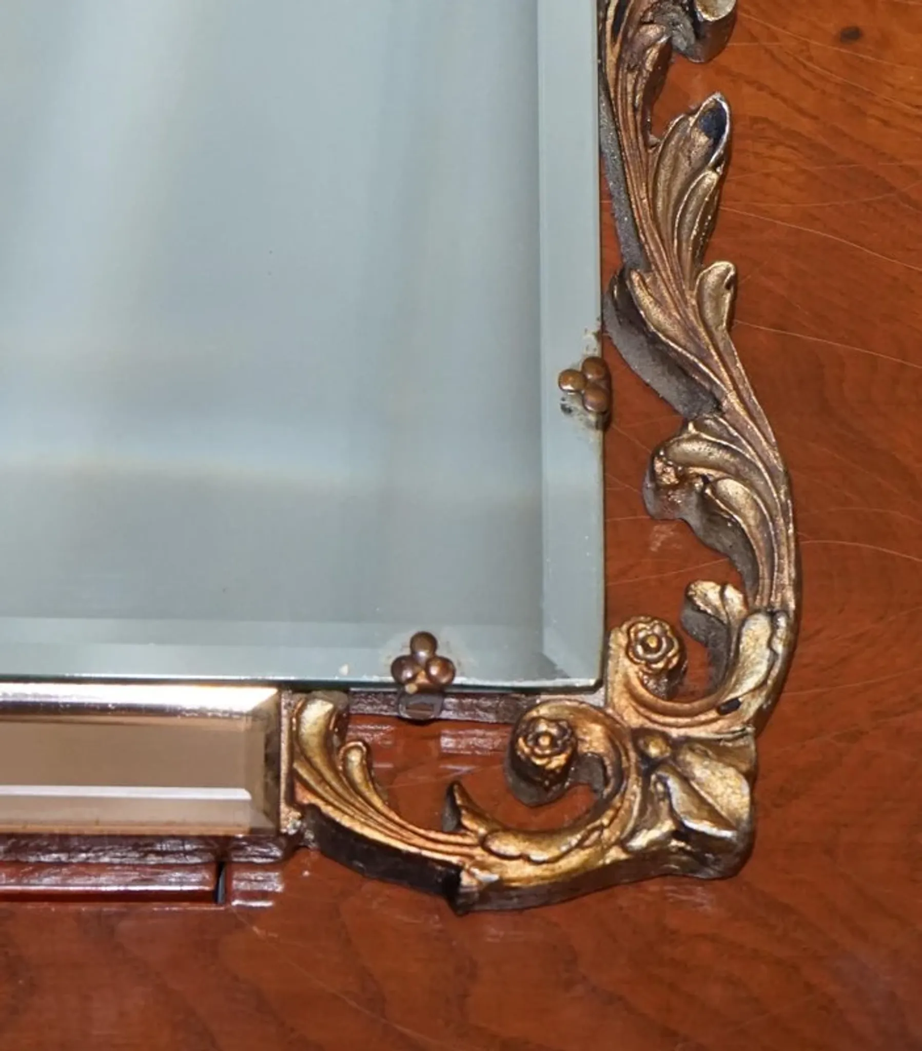 Vintage Art Deco Mirror with Bevelled Glass Panels in Peach by Atsonea, 1960s