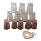 Set of 12 glasses decorations relief white and golden edging - vintage