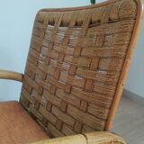 Vintage rattan and braided rope armchair