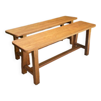 2 small oak benches