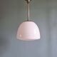 Art Deco pendant light in white opaline glass with chrome frame, 1920-30