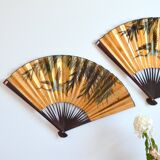 Paire d’éventails chinois dorés, 1960