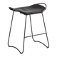 Contemporary Kitchen Counter Bar Stool Black Smoke Steel & Black Leather